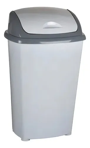 Basurero Plastico 55Cm*5*27Cm Tapa Vaiven Gris