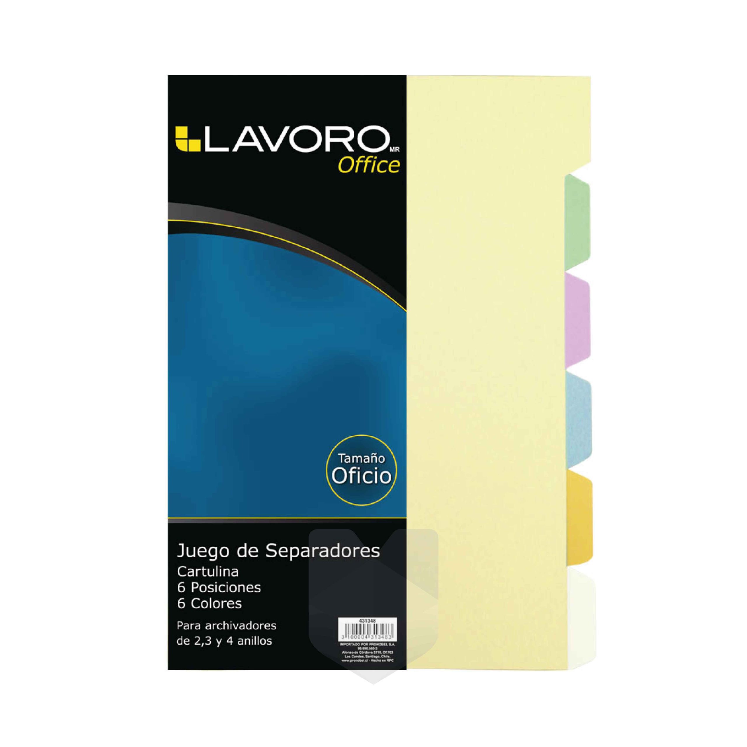 Separador Lavoro Oficio 6 Colores